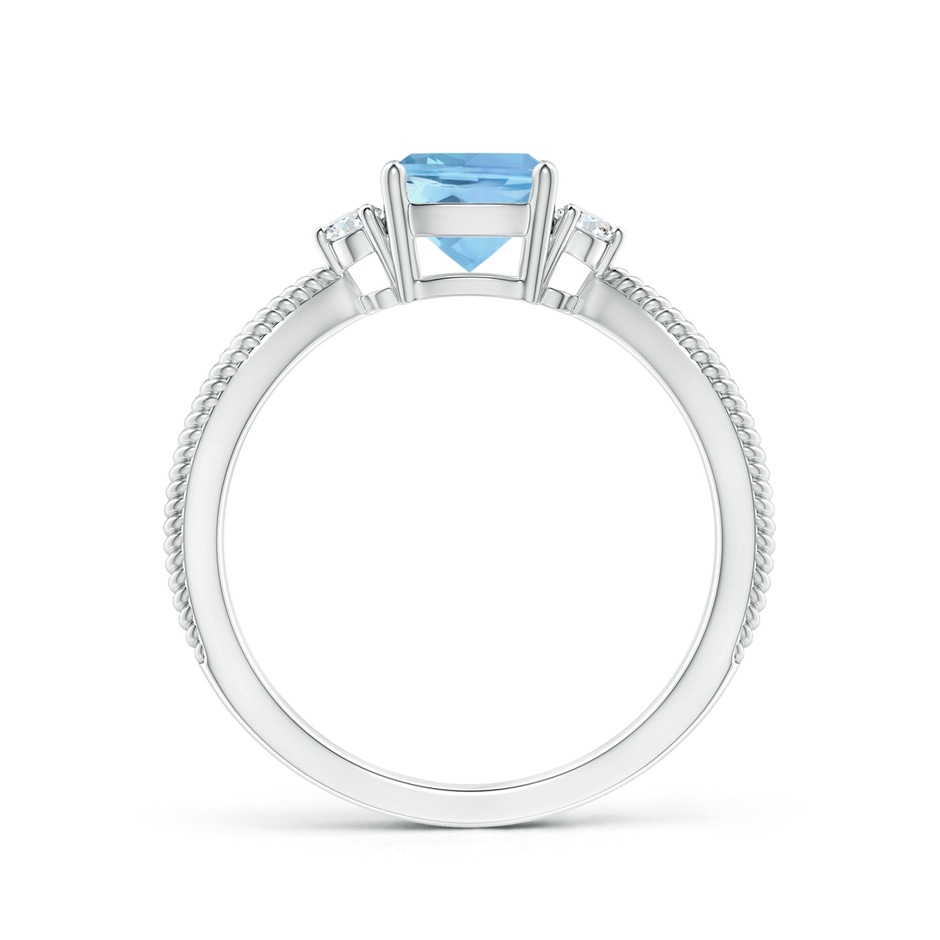 6mm AAAA Cushion Aquamarine Split Shank Ring with Rope Detailing in P950 Platinum product image