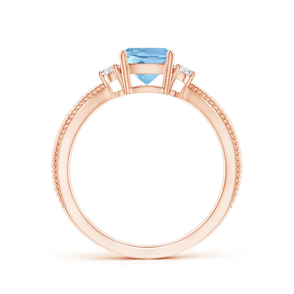 6mm AAAA Cushion Aquamarine Split Shank Ring with Rope Detailing in Rose Gold product image