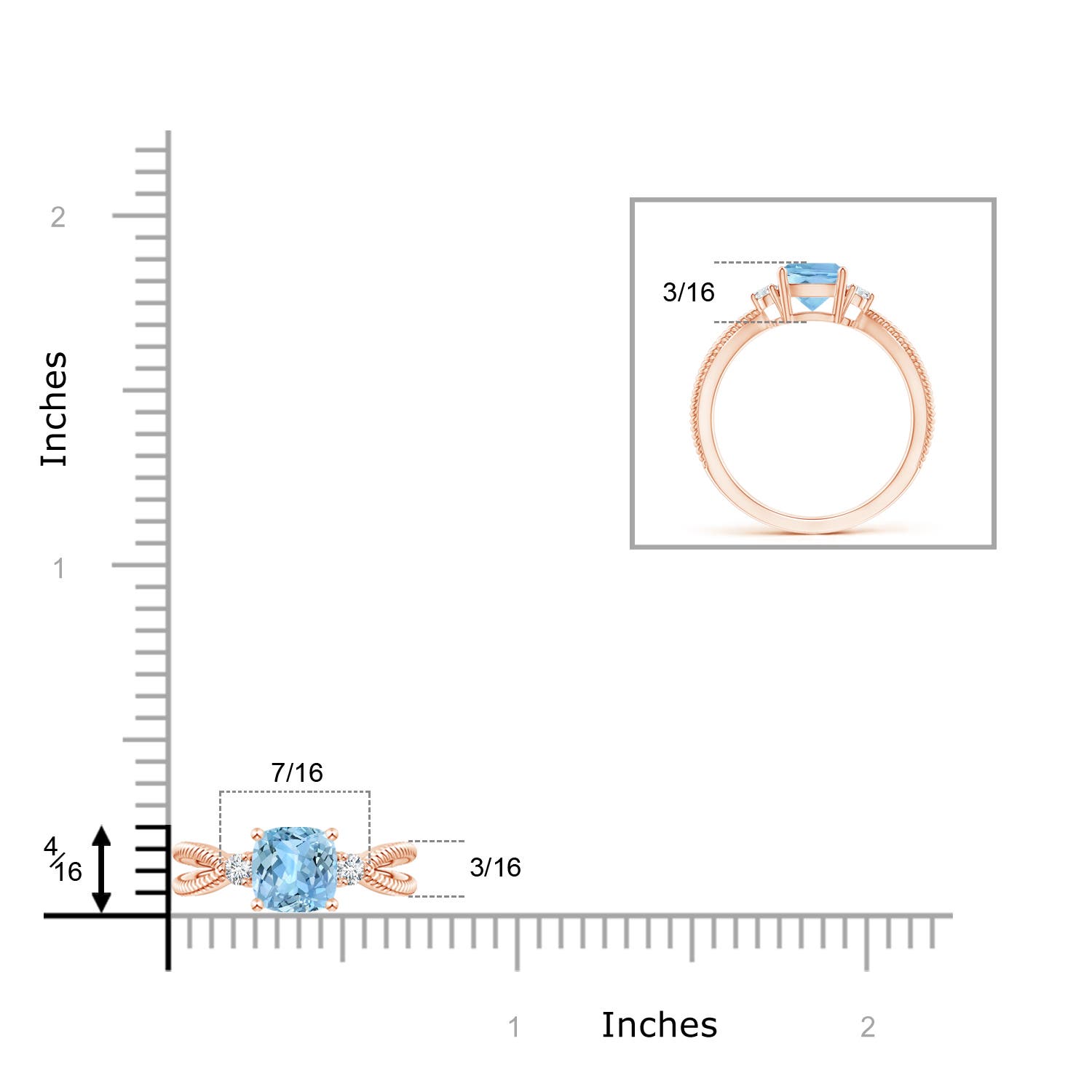 AAAA - Aquamarine / 0.97 CT / 14 KT Rose Gold