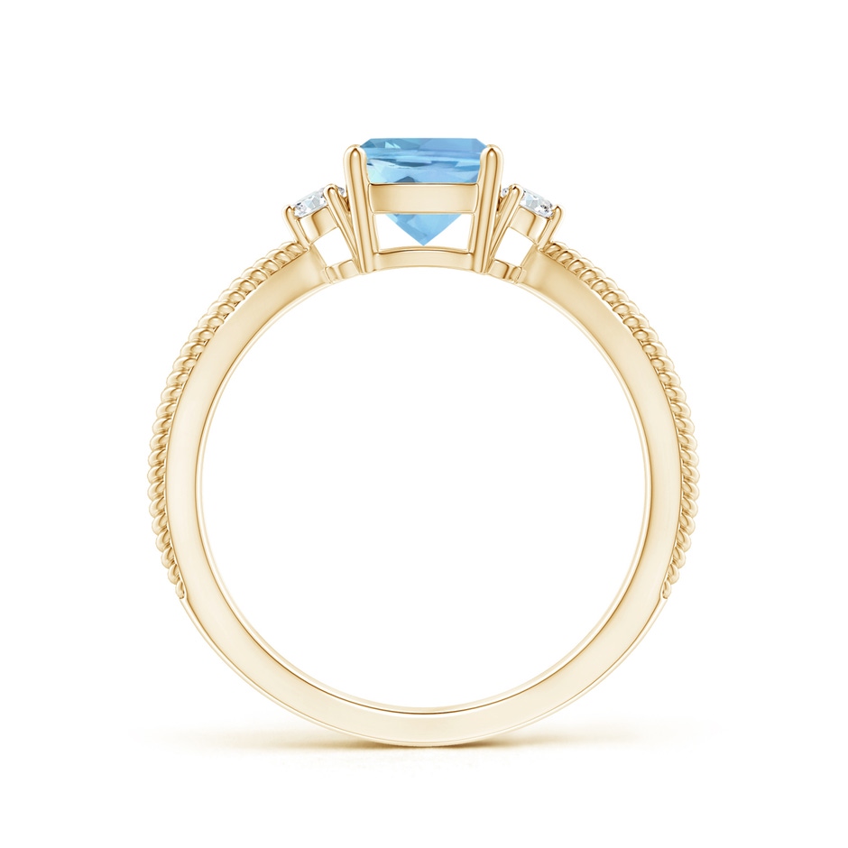6mm AAAA Cushion Aquamarine Split Shank Ring with Rope Detailing in Yellow Gold product image