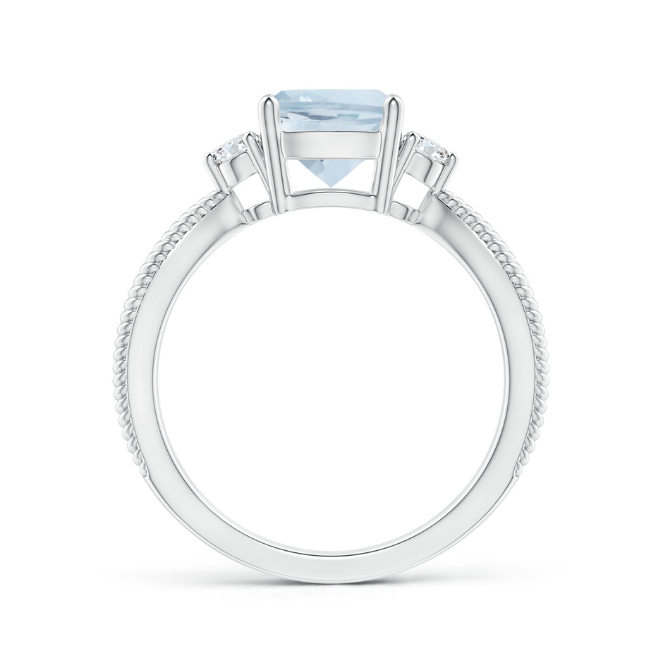 7mm A Cushion Aquamarine Split Shank Ring with Rope Detailing in White Gold product image