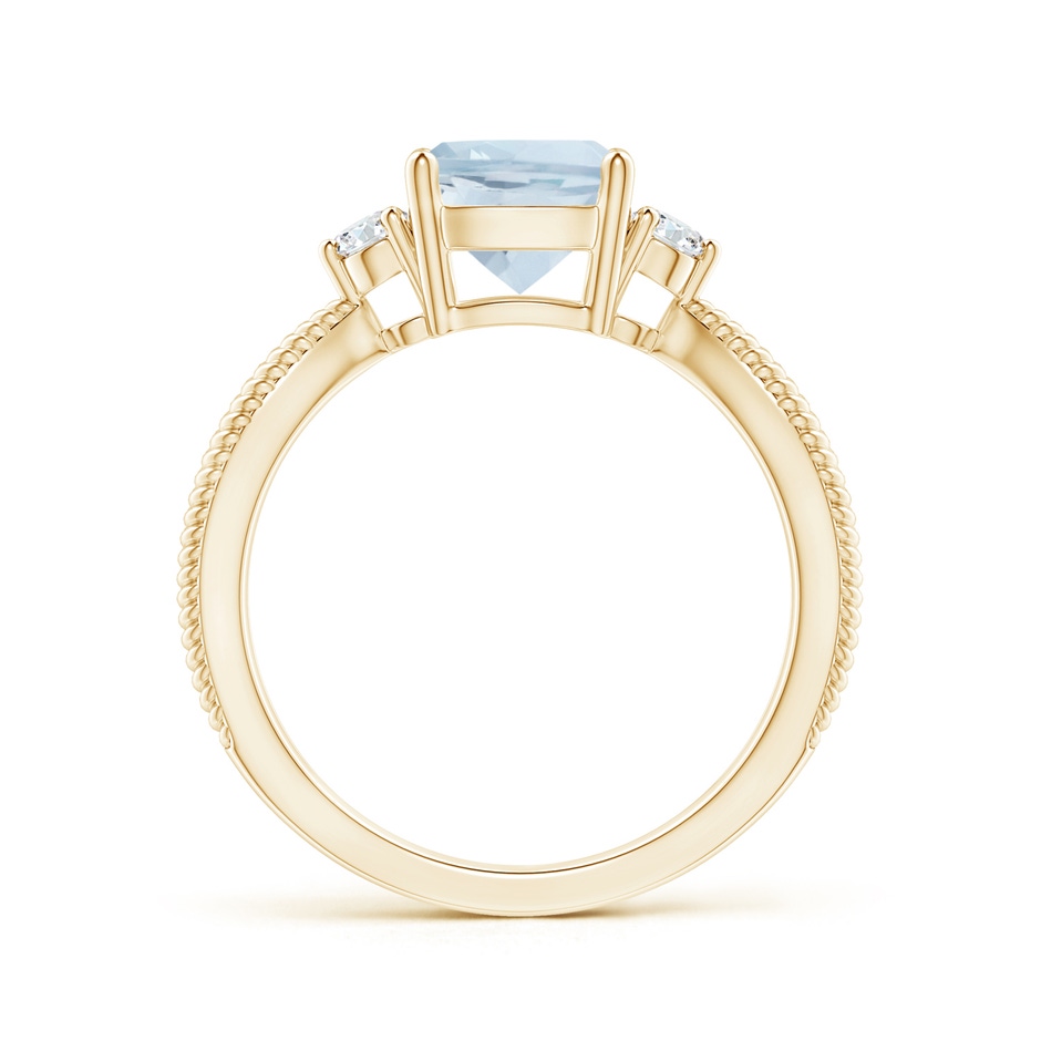 7mm A Cushion Aquamarine Split Shank Ring with Rope Detailing in Yellow Gold product image