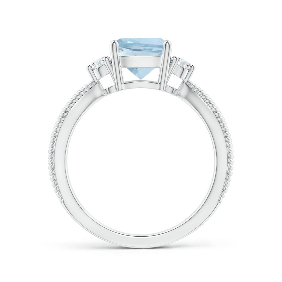 7mm AA Cushion Aquamarine Split Shank Ring with Rope Detailing in P950 Platinum product image
