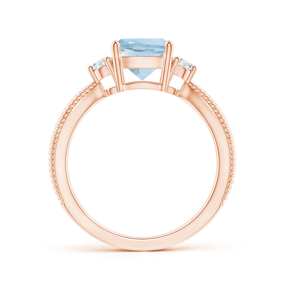 7mm AA Cushion Aquamarine Split Shank Ring with Rope Detailing in Rose Gold product image