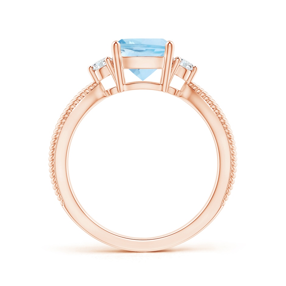 7mm AAA Cushion Aquamarine Split Shank Ring with Rope Detailing in Rose Gold product image