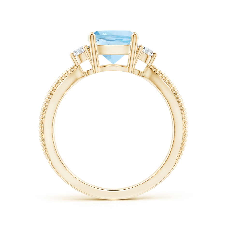 7mm AAA Cushion Aquamarine Split Shank Ring with Rope Detailing in Yellow Gold product image