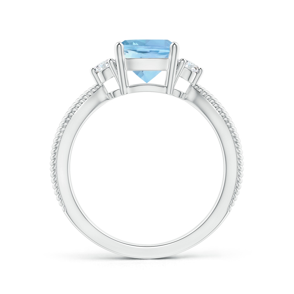 7mm AAAA Cushion Aquamarine Split Shank Ring with Rope Detailing in White Gold product image
