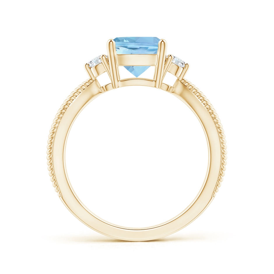 7mm AAAA Cushion Aquamarine Split Shank Ring with Rope Detailing in Yellow Gold product image