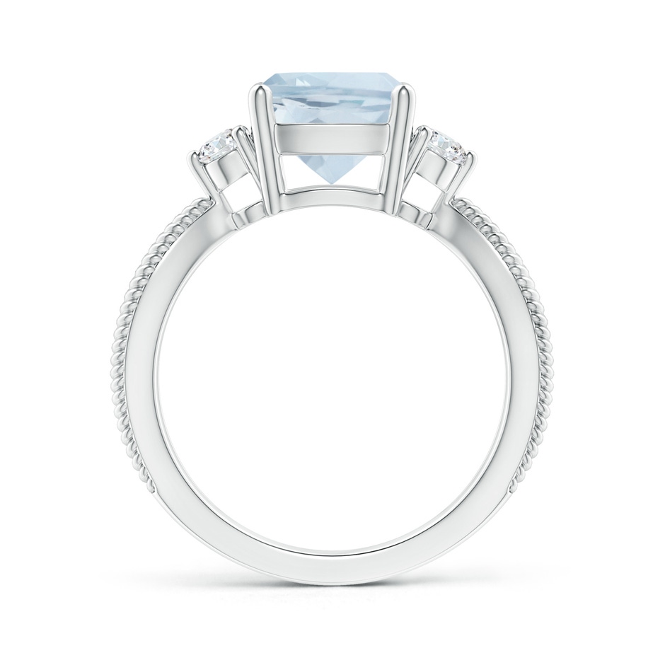 8mm A Cushion Aquamarine Split Shank Ring with Rope Detailing in White Gold product image