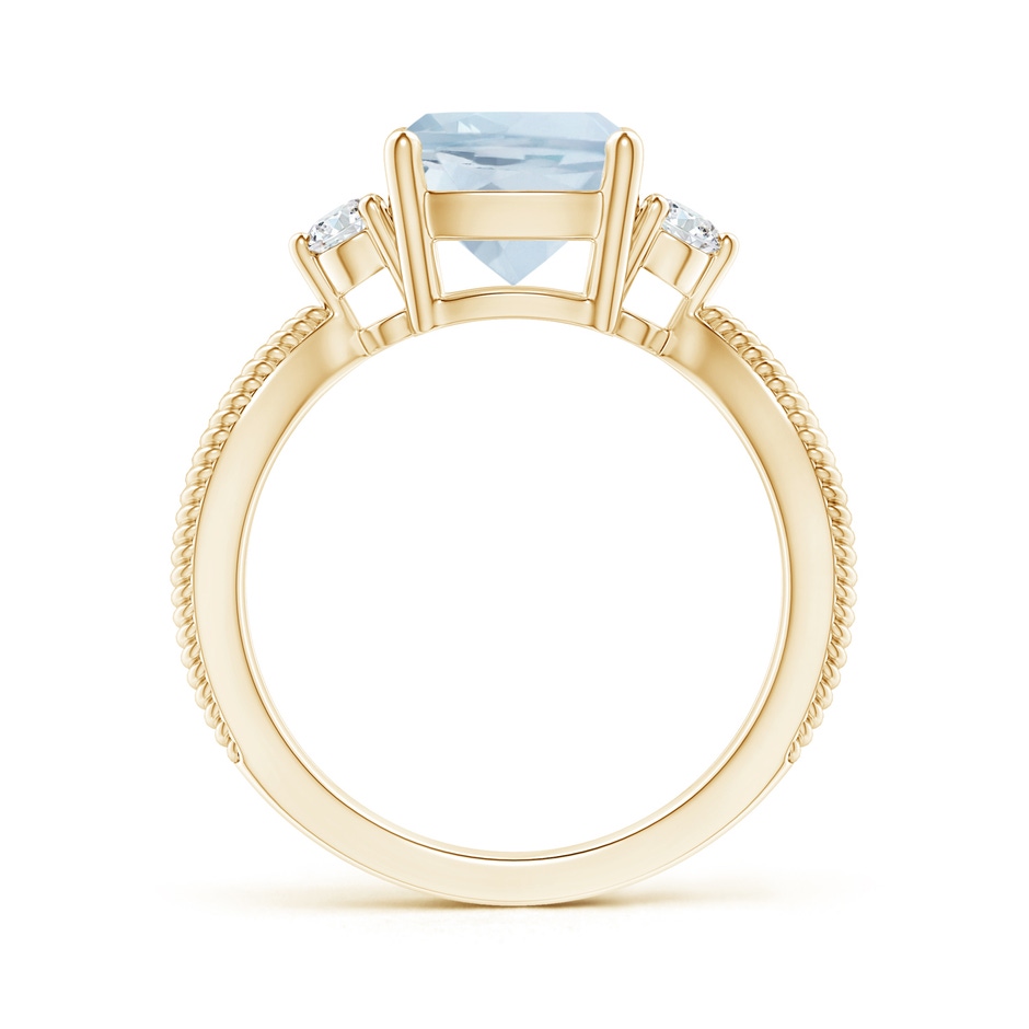 8mm A Cushion Aquamarine Split Shank Ring with Rope Detailing in Yellow Gold product image
