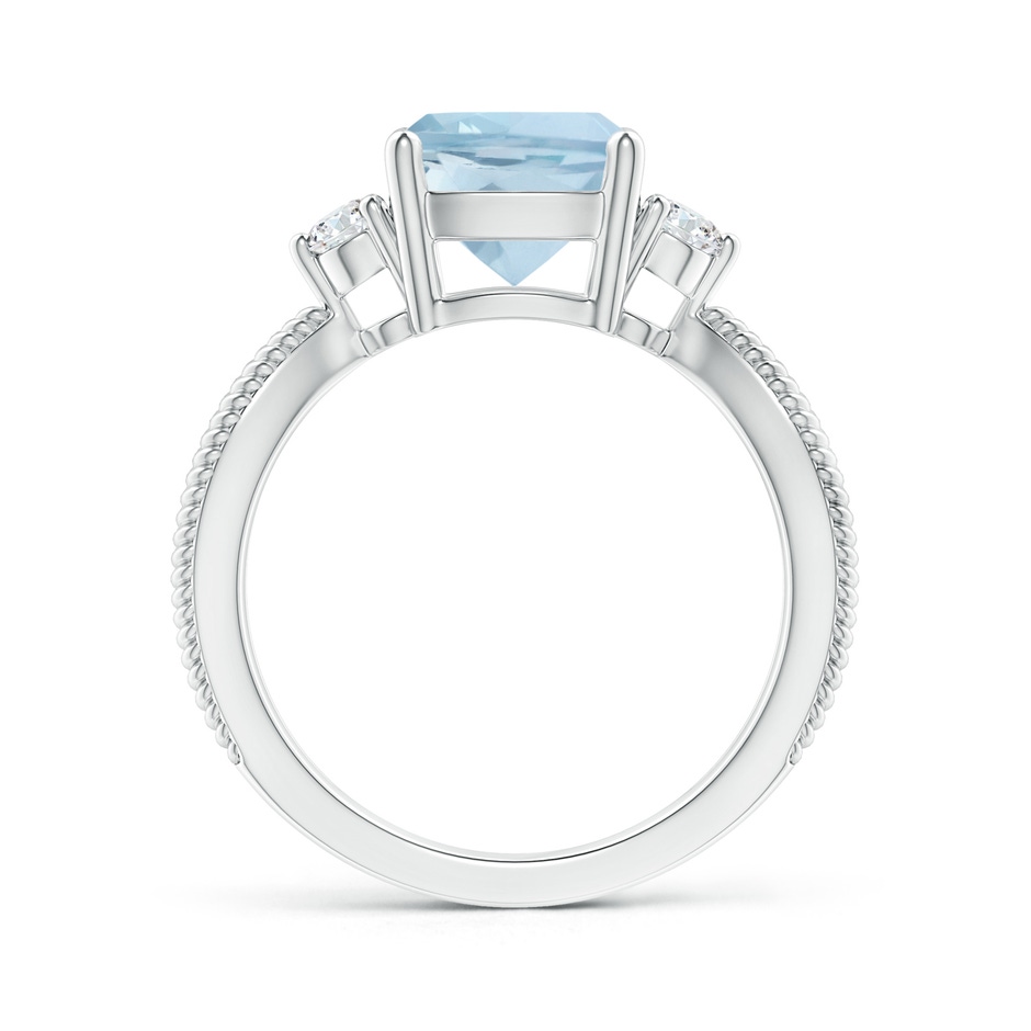 8mm AA Cushion Aquamarine Split Shank Ring with Rope Detailing in P950 Platinum product image