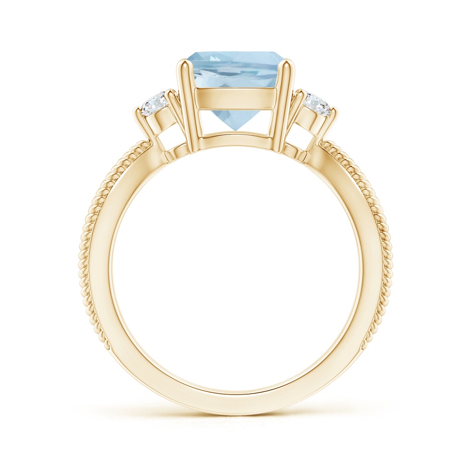 8mm AA Cushion Aquamarine Split Shank Ring with Rope Detailing in Yellow Gold product image