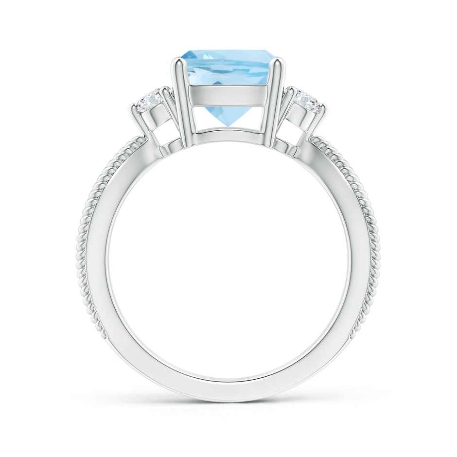 8mm AAA Cushion Aquamarine Split Shank Ring with Rope Detailing in P950 Platinum product image