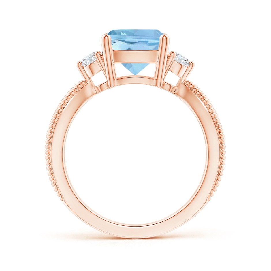 8mm AAAA Cushion Aquamarine Split Shank Ring with Rope Detailing in Rose Gold product image