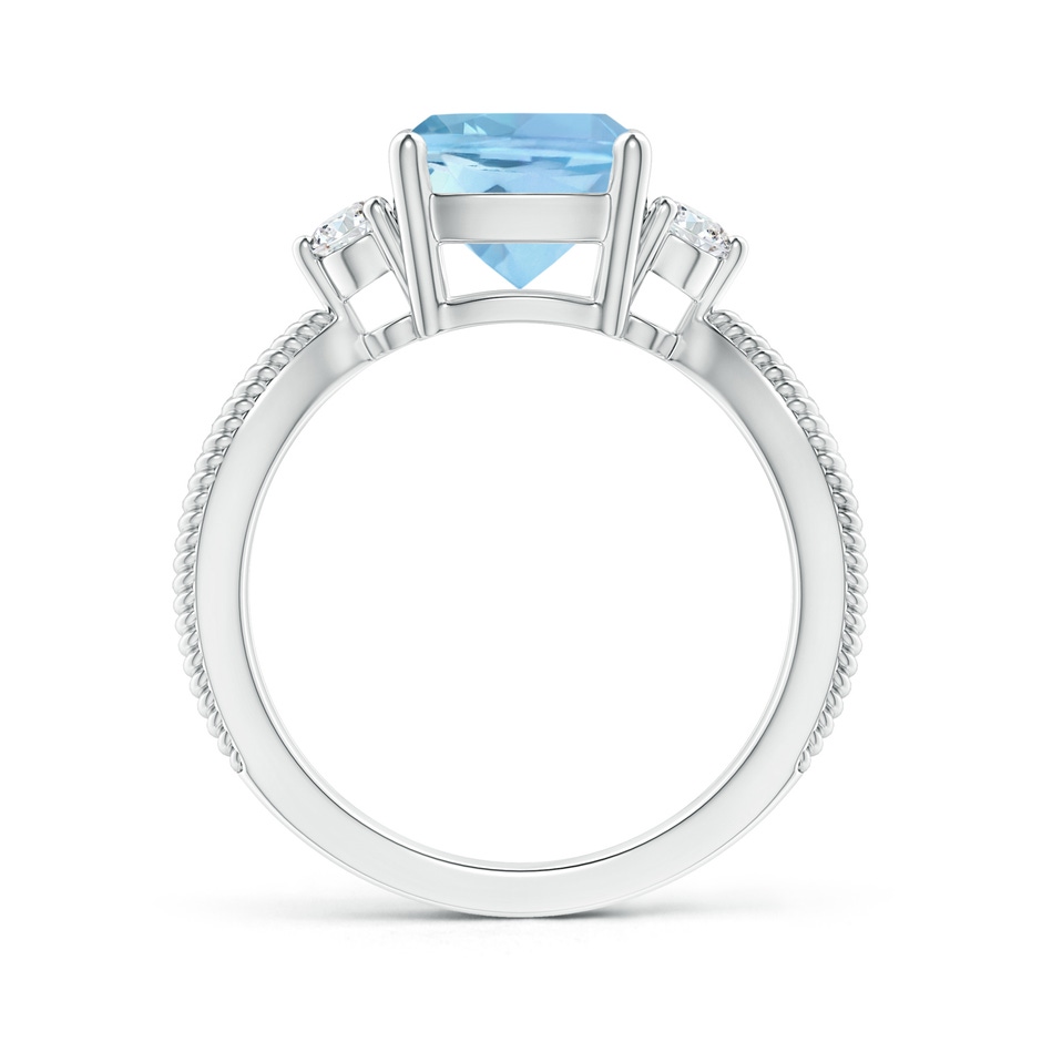 8mm AAAA Cushion Aquamarine Split Shank Ring with Rope Detailing in White Gold product image