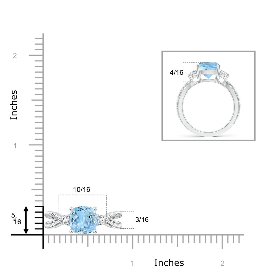 8mm AAAA Cushion Aquamarine Split Shank Ring with Rope Detailing in White Gold product image
