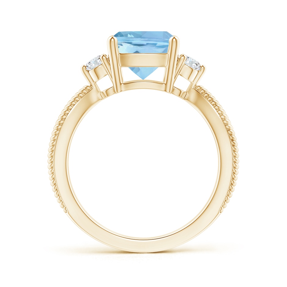 8mm AAAA Cushion Aquamarine Split Shank Ring with Rope Detailing in Yellow Gold product image