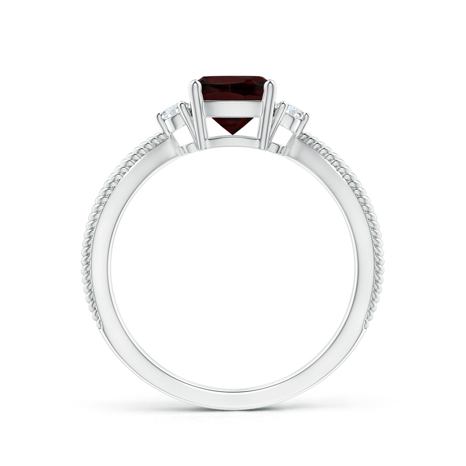 6mm A Cushion Garnet Split Shank Ring with Rope Detailing in P950 Platinum side-1