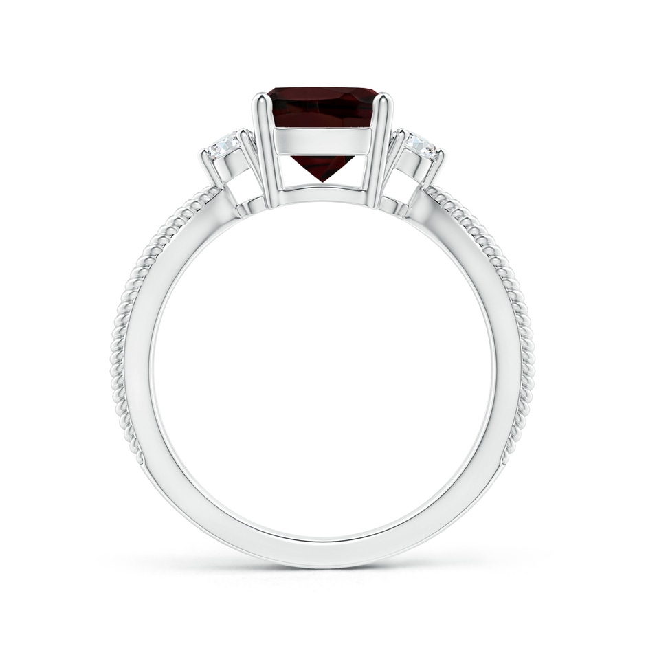7mm A Cushion Garnet Split Shank Ring with Rope Detailing in P950 Platinum Side-1