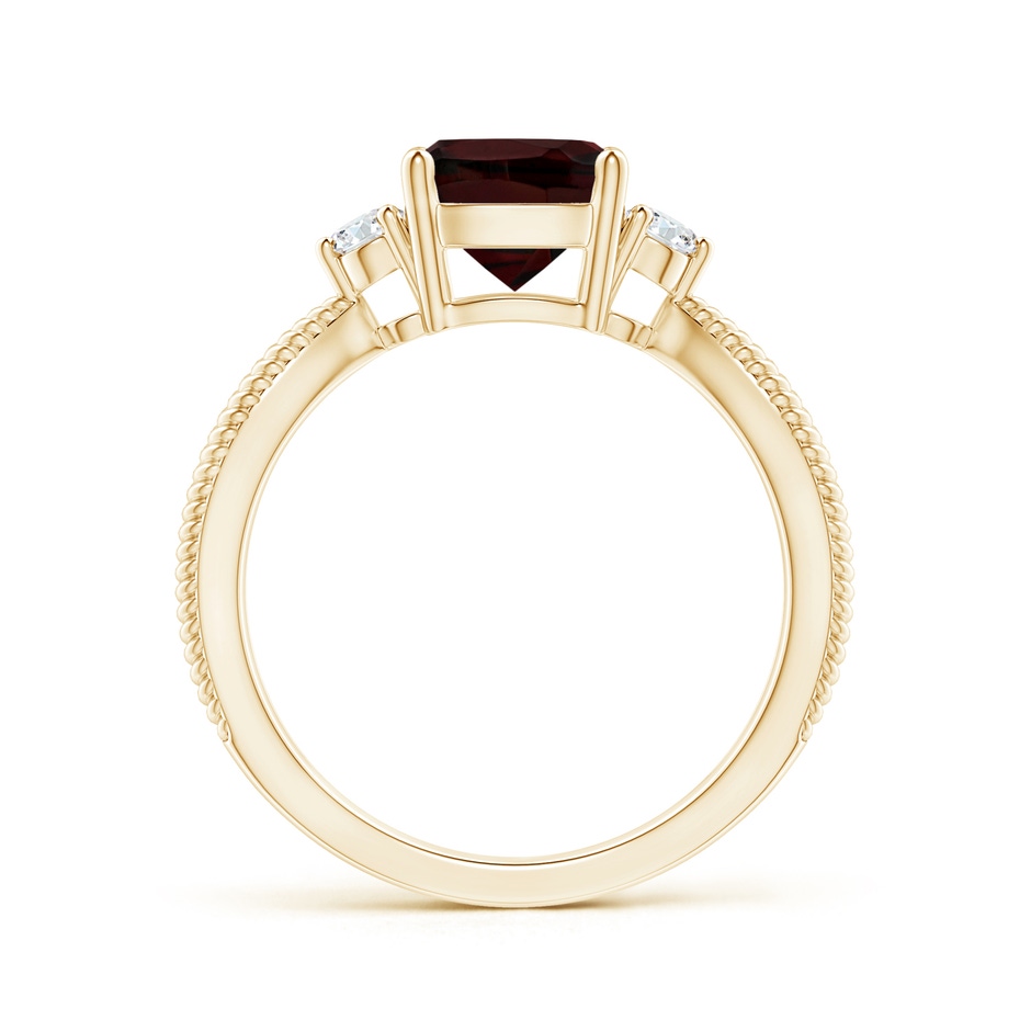 7mm A Cushion Garnet Split Shank Ring with Rope Detailing in Yellow Gold Side-1