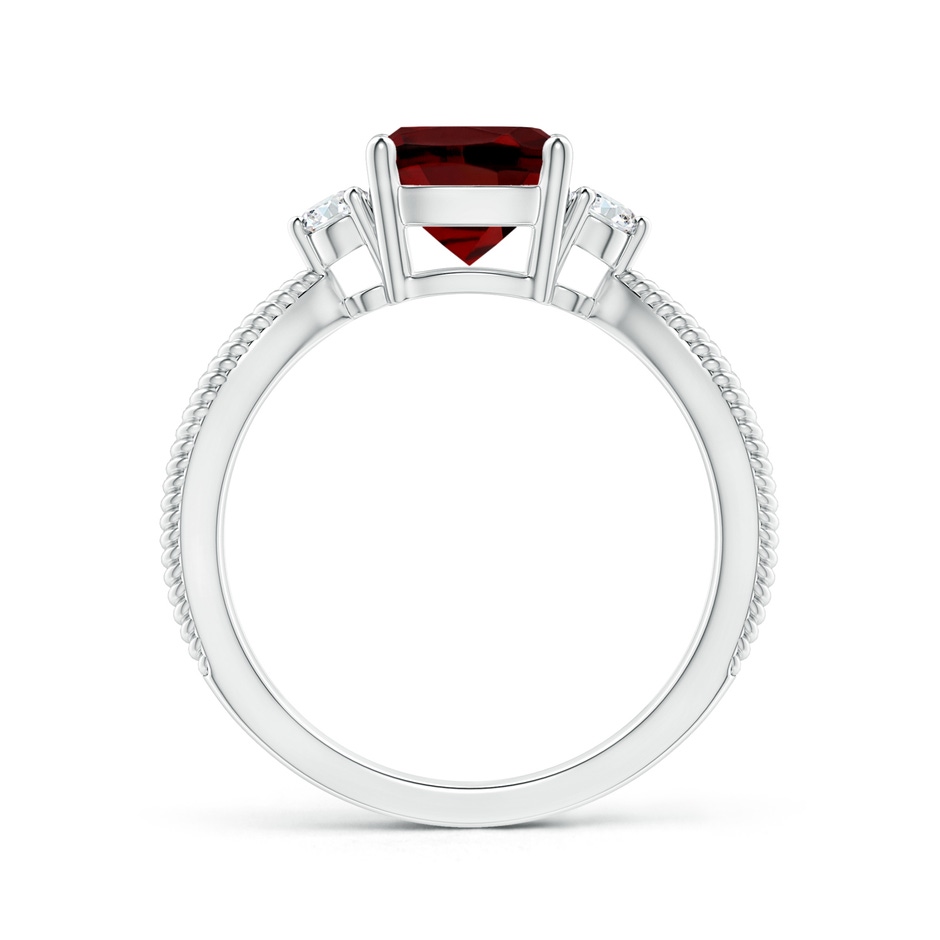 7mm AAAA Cushion Garnet Split Shank Ring with Rope Detailing in P950 Platinum Side-1