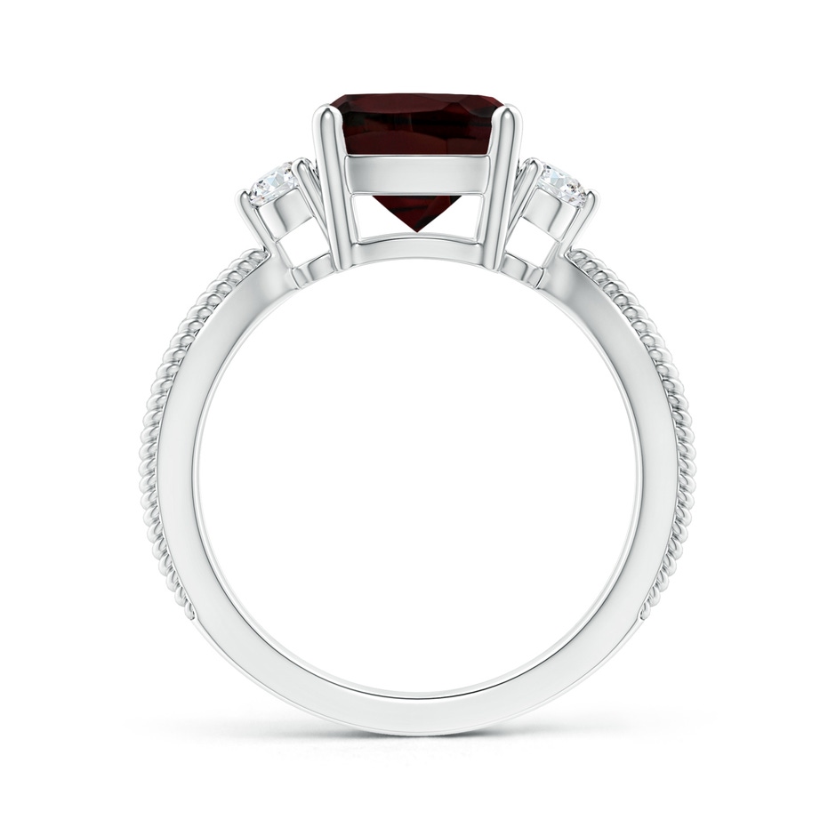 8mm A Cushion Garnet Split Shank Ring with Rope Detailing in White Gold side-1