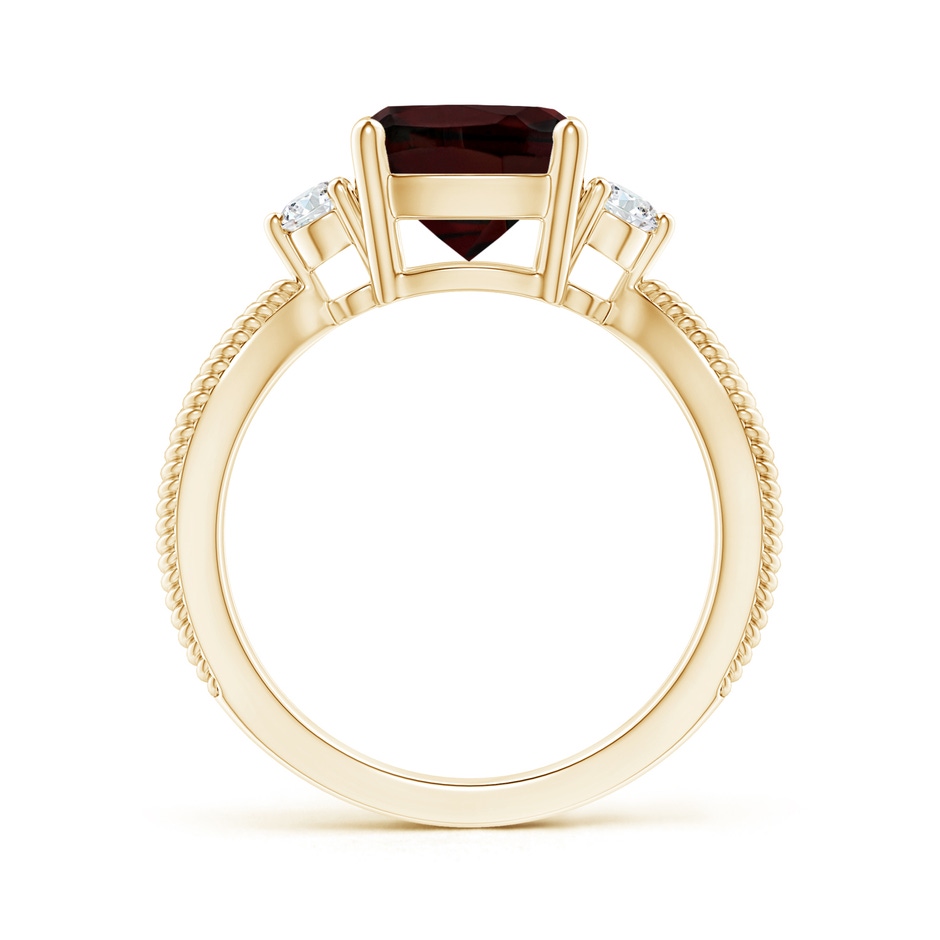8mm A Cushion Garnet Split Shank Ring with Rope Detailing in Yellow Gold Side-1