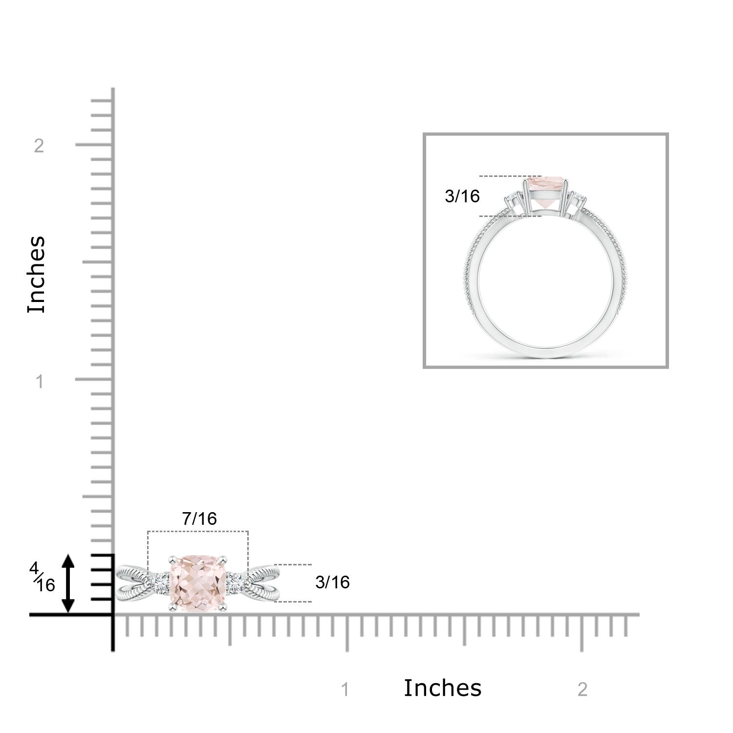 A - Morganite / 0.84 CT / 14 KT White Gold