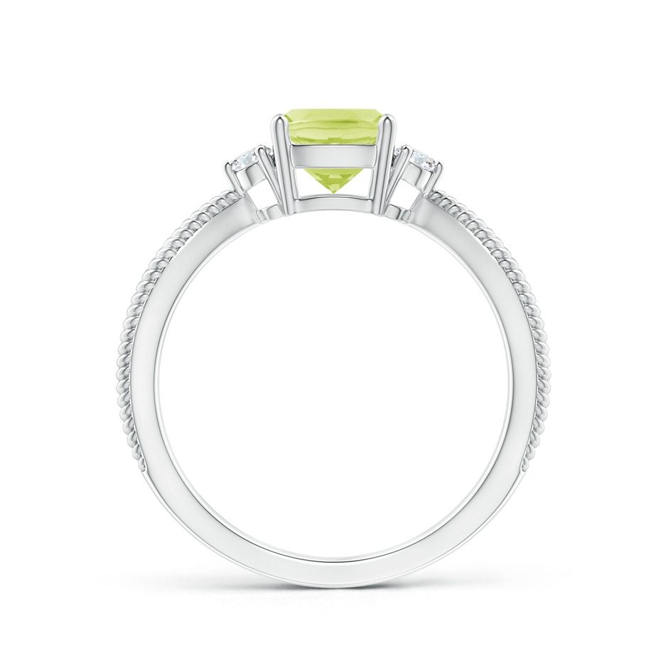 6mm A Cushion Peridot Split Shank Ring with Rope Detailing in P950 Platinum product image