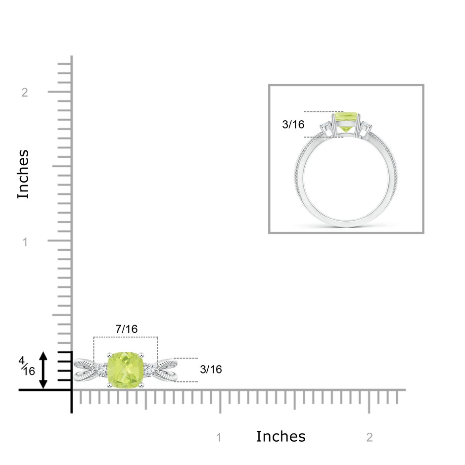 6mm A Cushion Peridot Split Shank Ring with Rope Detailing in P950 Platinum product image