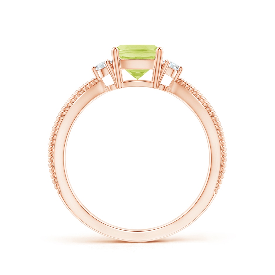 6mm A Cushion Peridot Split Shank Ring with Rope Detailing in Rose Gold product image