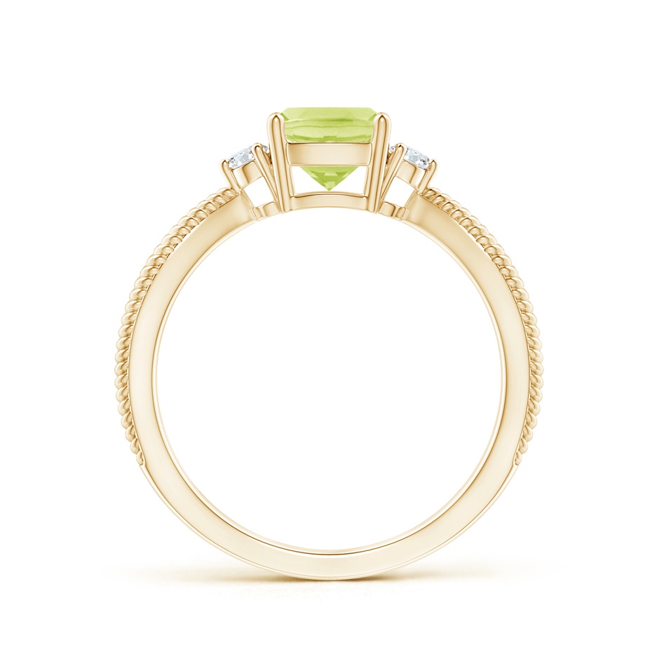 6mm A Cushion Peridot Split Shank Ring with Rope Detailing in Yellow Gold product image