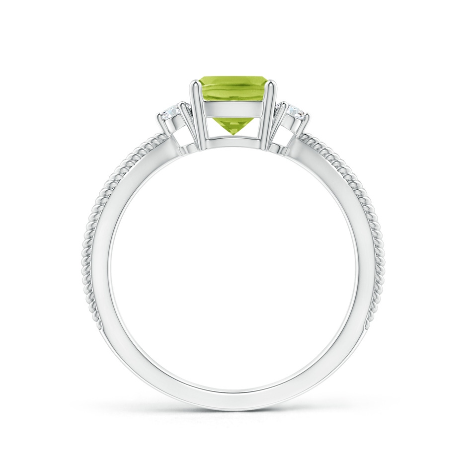 6mm AA Cushion Peridot Split Shank Ring with Rope Detailing in White Gold product image