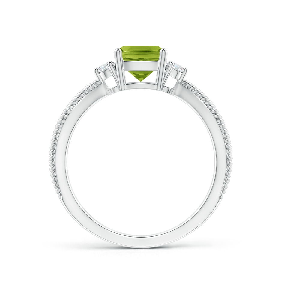 6mm AAA Cushion Peridot Split Shank Ring with Rope Detailing in White Gold product image