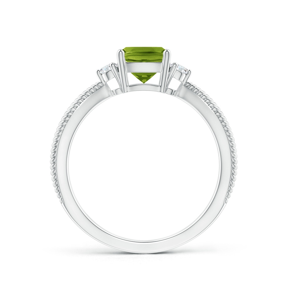 6mm AAAA Cushion Peridot Split Shank Ring with Rope Detailing in White Gold product image