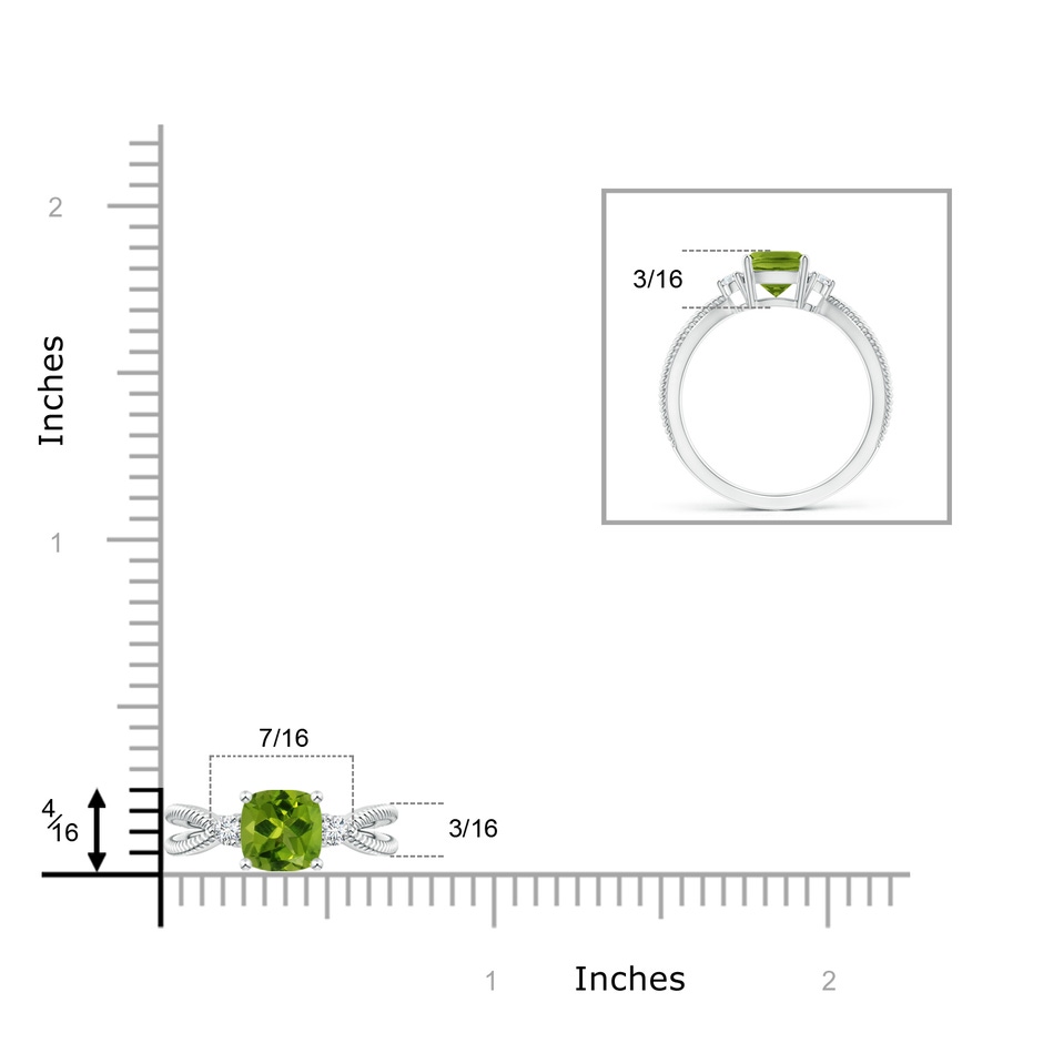 6mm AAAA Cushion Peridot Split Shank Ring with Rope Detailing in White Gold product image