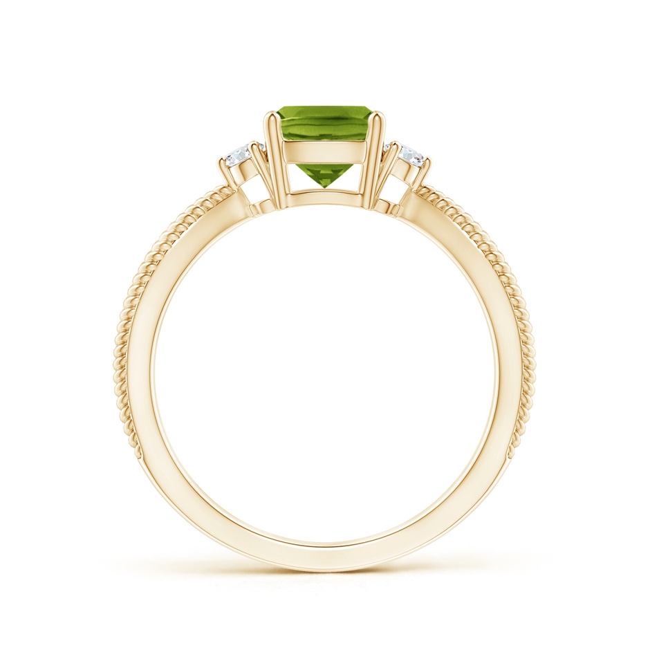 6mm AAAA Cushion Peridot Split Shank Ring with Rope Detailing in Yellow Gold product image