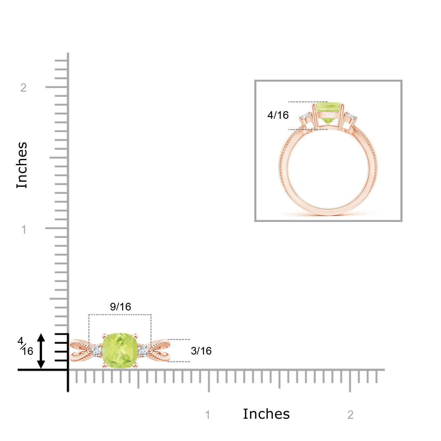 A - Peridot / 1.55 CT / 14 KT Rose Gold