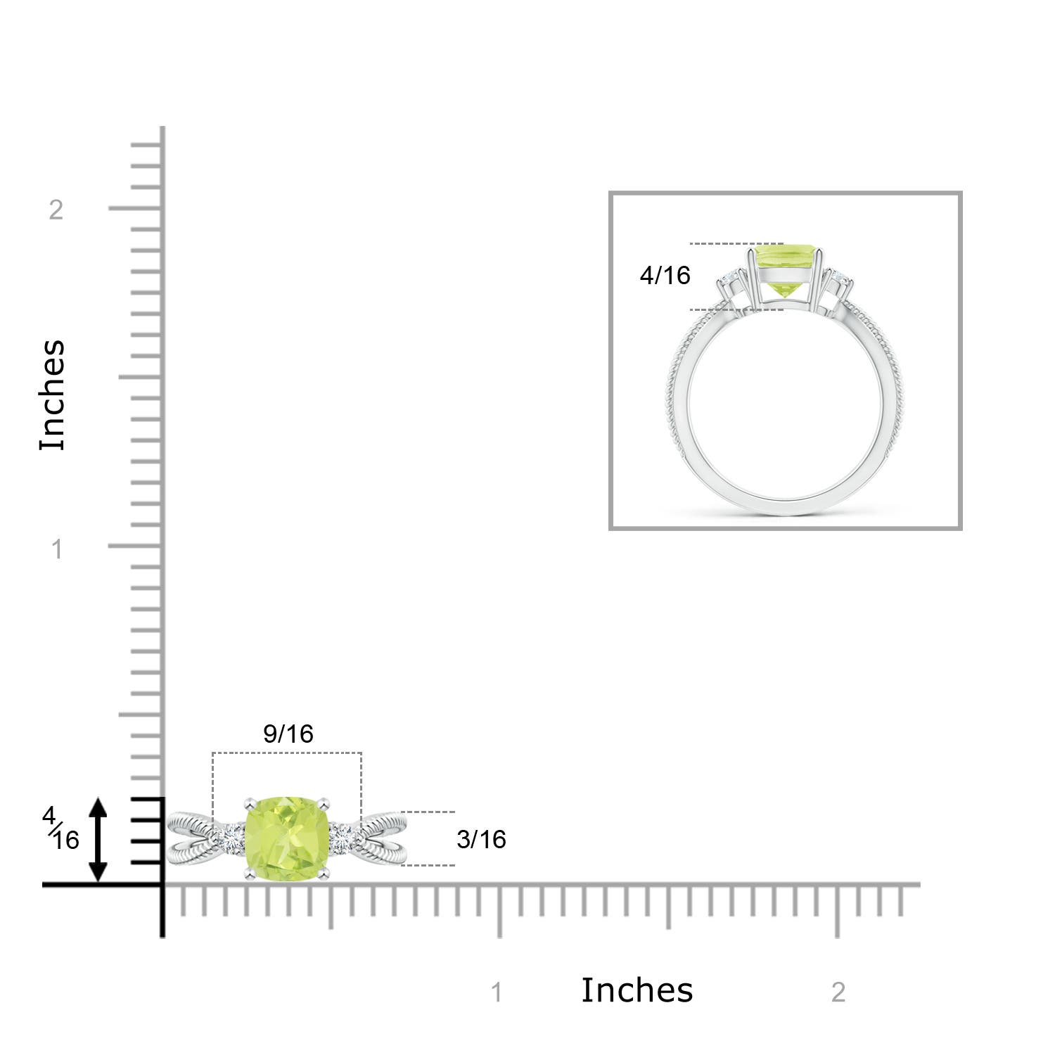 A - Peridot / 1.55 CT / 14 KT White Gold