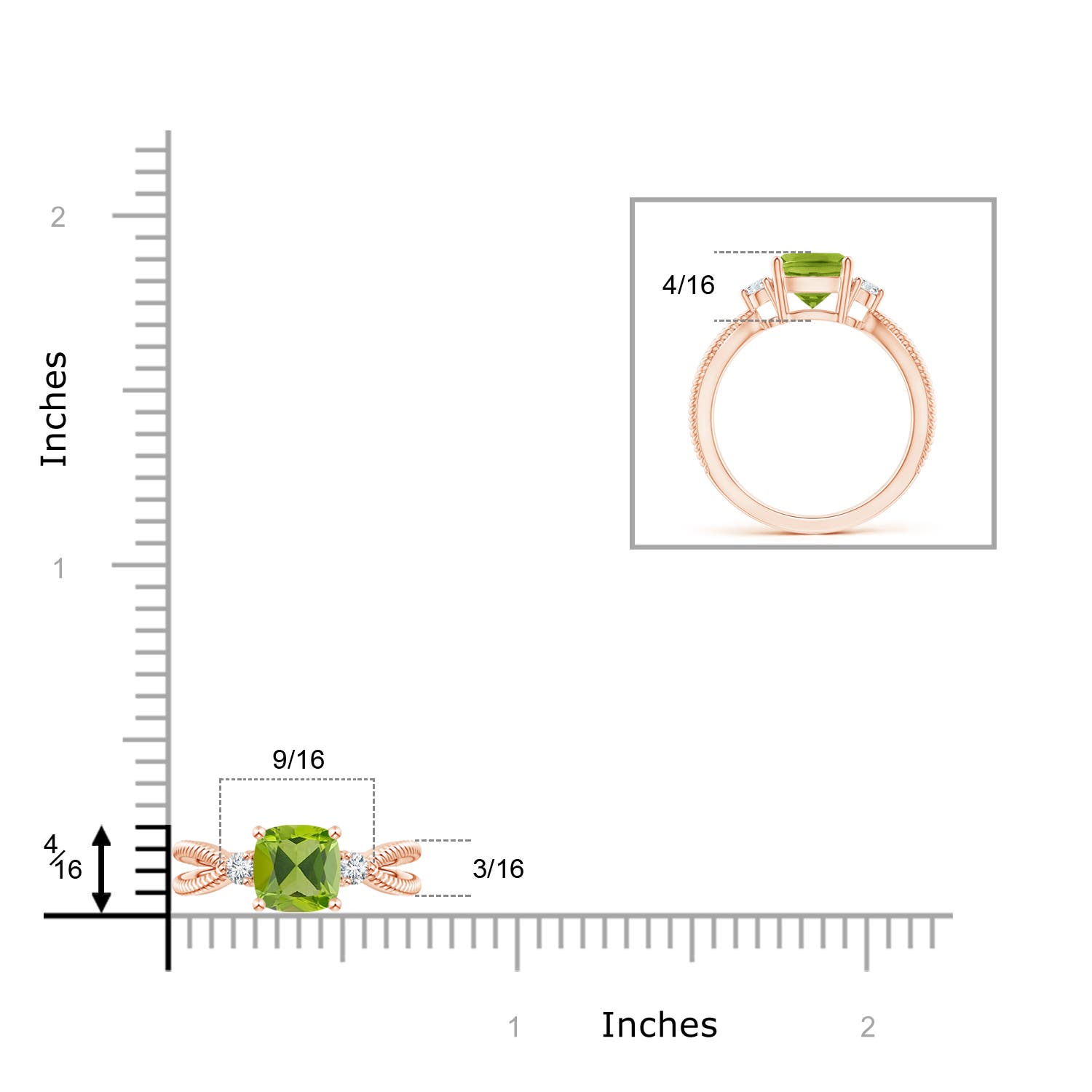 AAA - Peridot / 1.55 CT / 14 KT Rose Gold