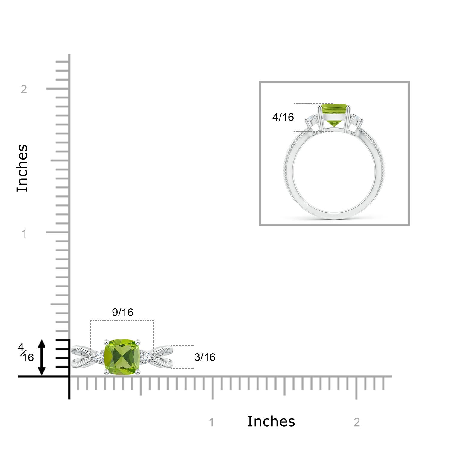 AAA - Peridot / 1.55 CT / 14 KT White Gold