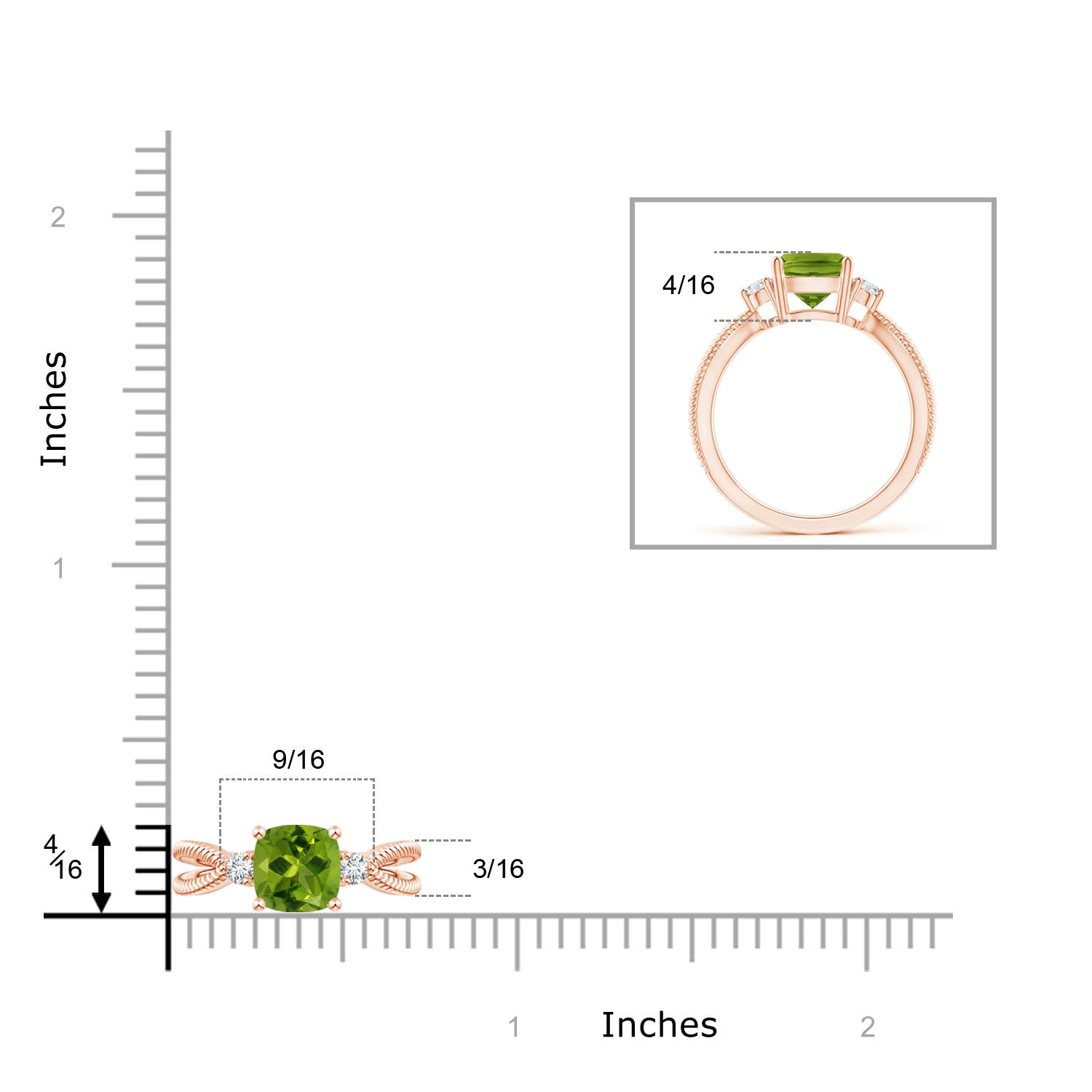 AAAA - Peridot / 1.55 CT / 14 KT Rose Gold