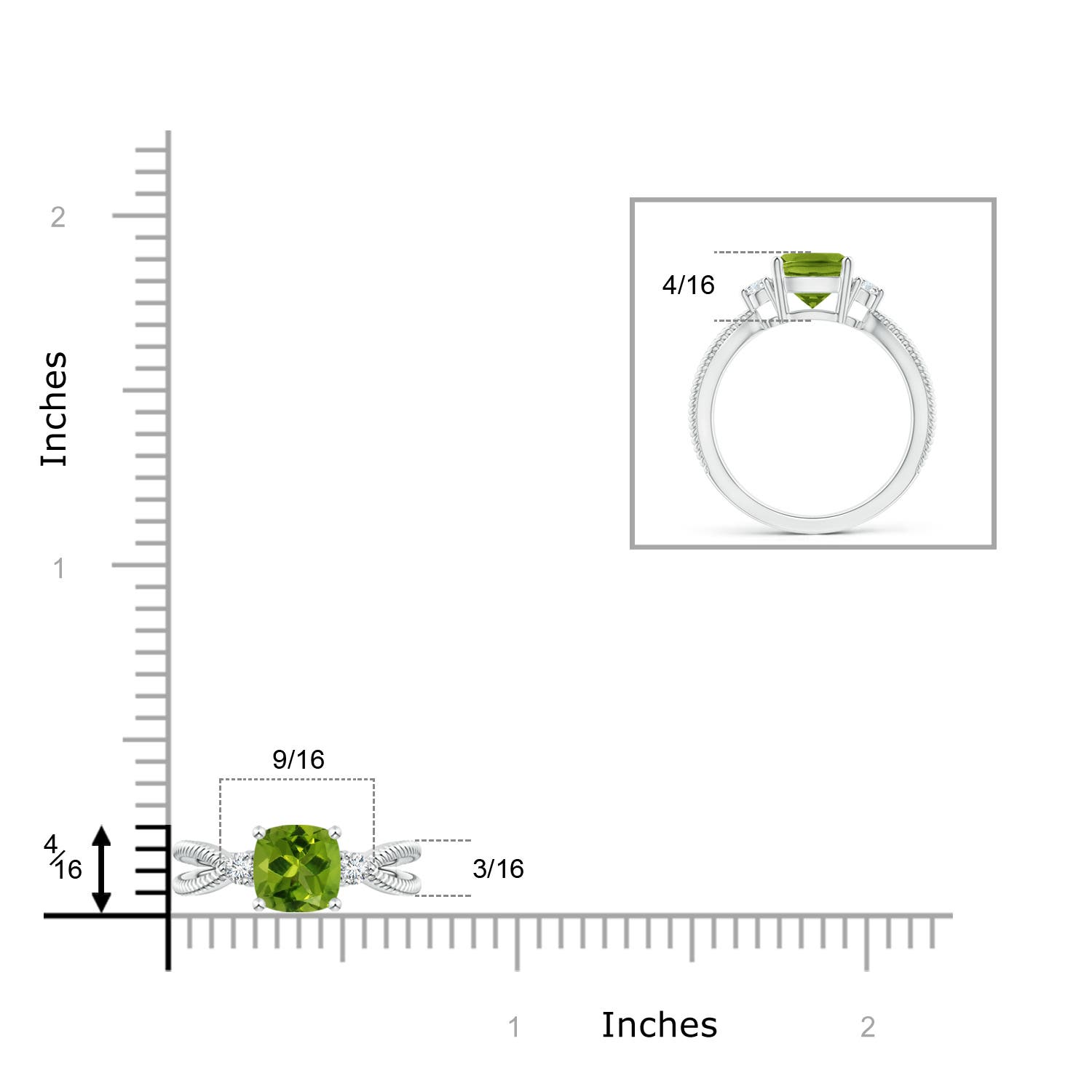 AAAA - Peridot / 1.55 CT / 14 KT White Gold