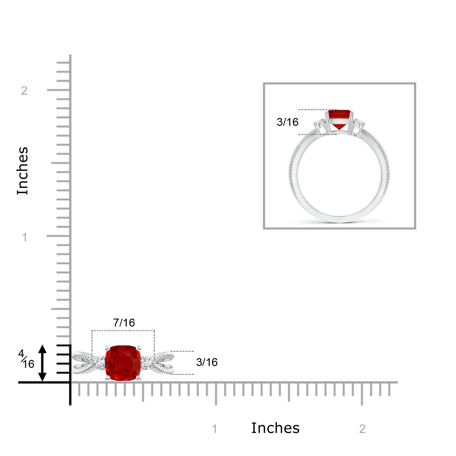 AAA - Ruby / 1.04 CT / 14 KT White Gold