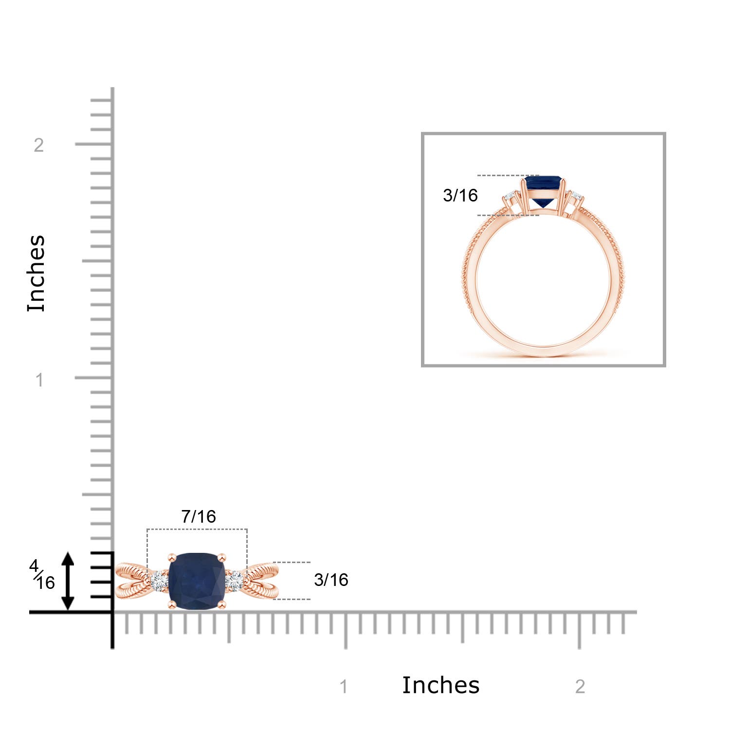 A - Blue Sapphire / 1.09 CT / 14 KT Rose Gold