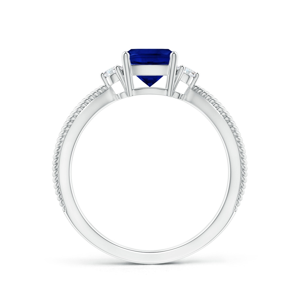 6mm AAAA Cushion Sapphire Split Shank Ring with Rope Detailing in White Gold Product Image
