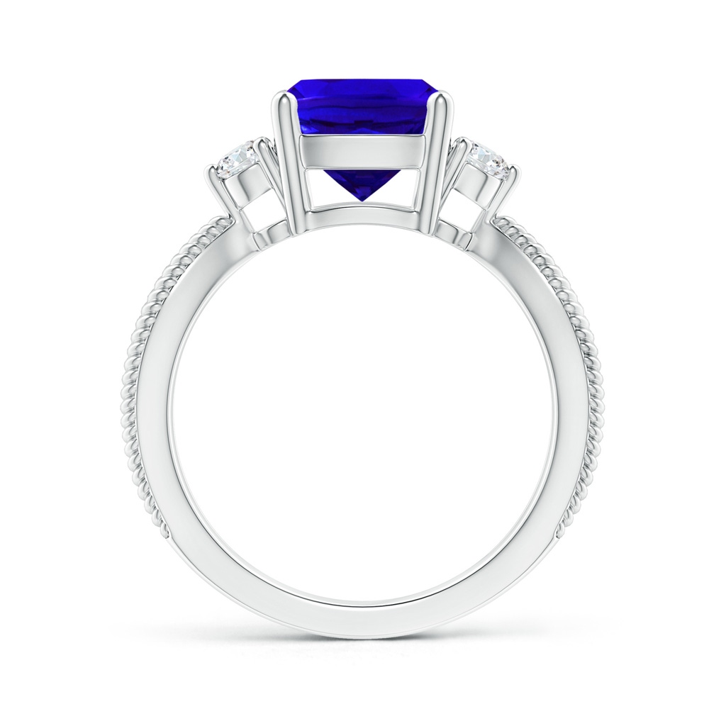 8mm AAAA Cushion Tanzanite Split Shank Ring with Rope Detailing in White Gold Side-1
