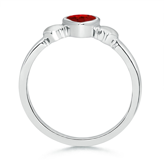 5mm AAA Bezel-Set Solitaire Ruby Triple Heart Ring in White Gold Product Image