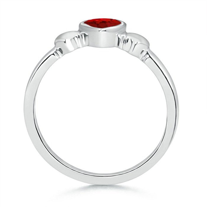 5mm AAA Bezel-Set Solitaire Ruby Triple Heart Ring in White Gold product image