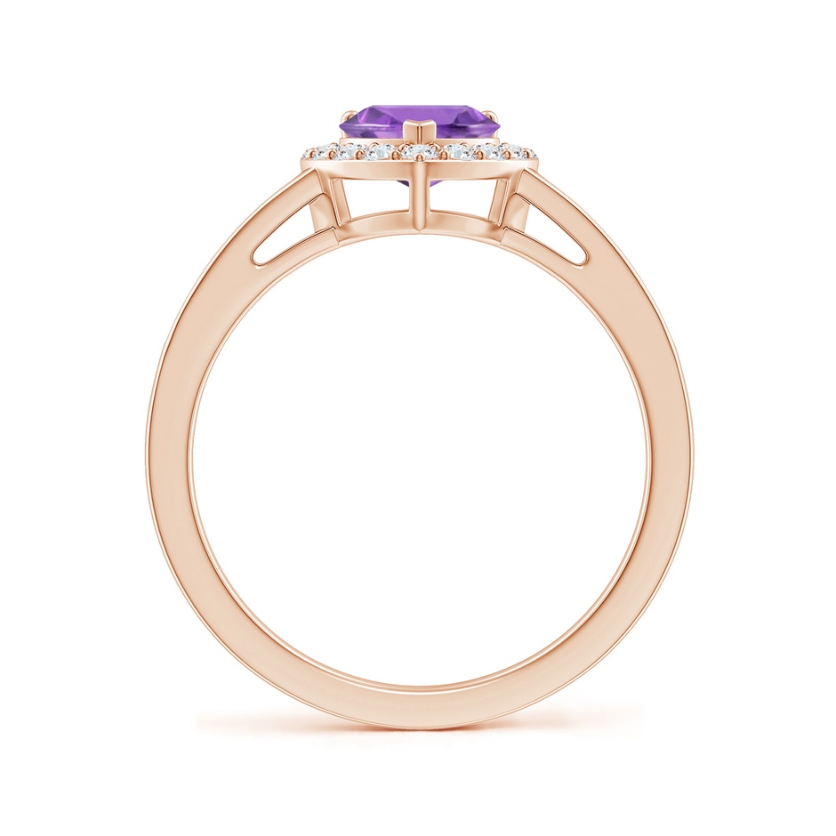 6mm A Heart-Shaped Amethyst Halo Ring with Diamond Accents in 9K Rose Gold side 199